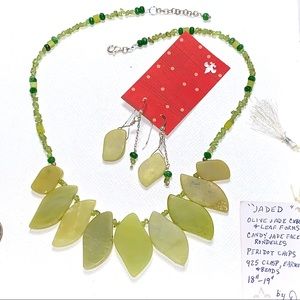 Handcrafted “Jaded” Jade Peridot & 925 Necklace & Earring Set